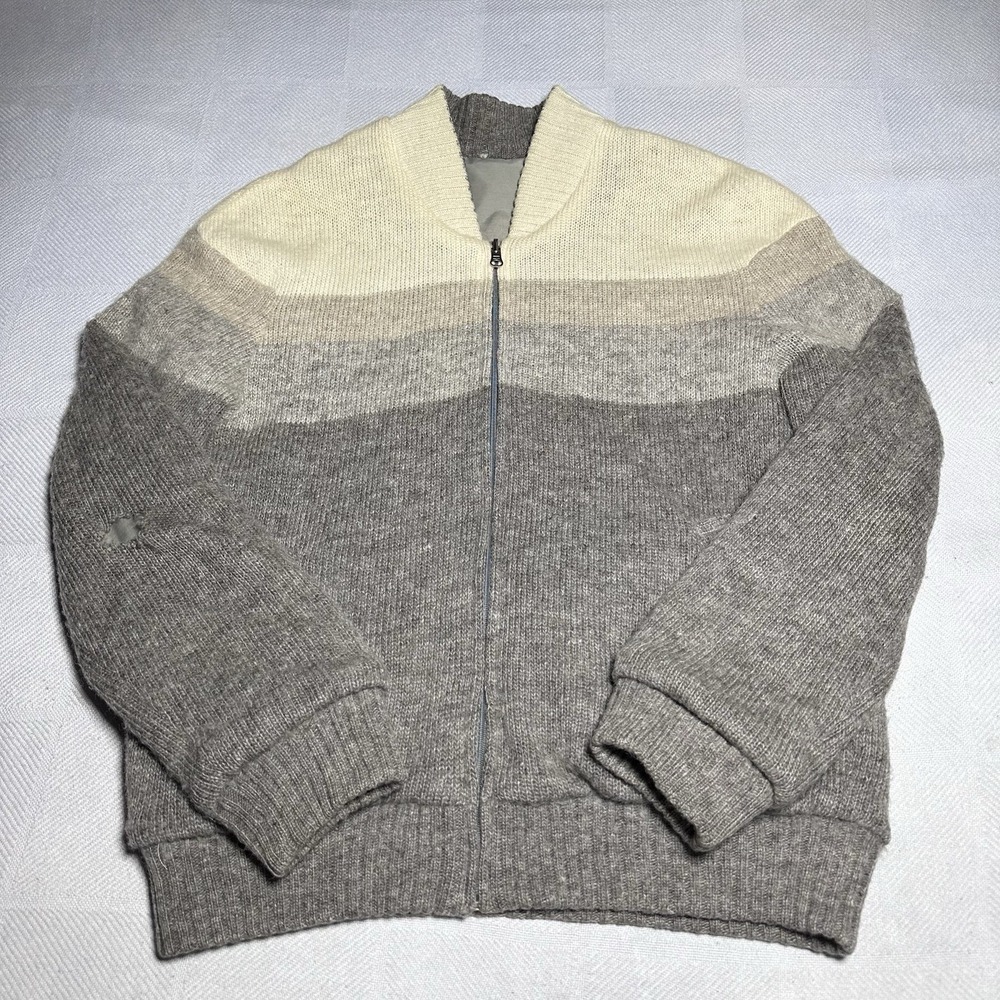 VTG 70s 80s Alafoss Icewool Bomber Jacket Mens Large Reversible Knit Windbreaker